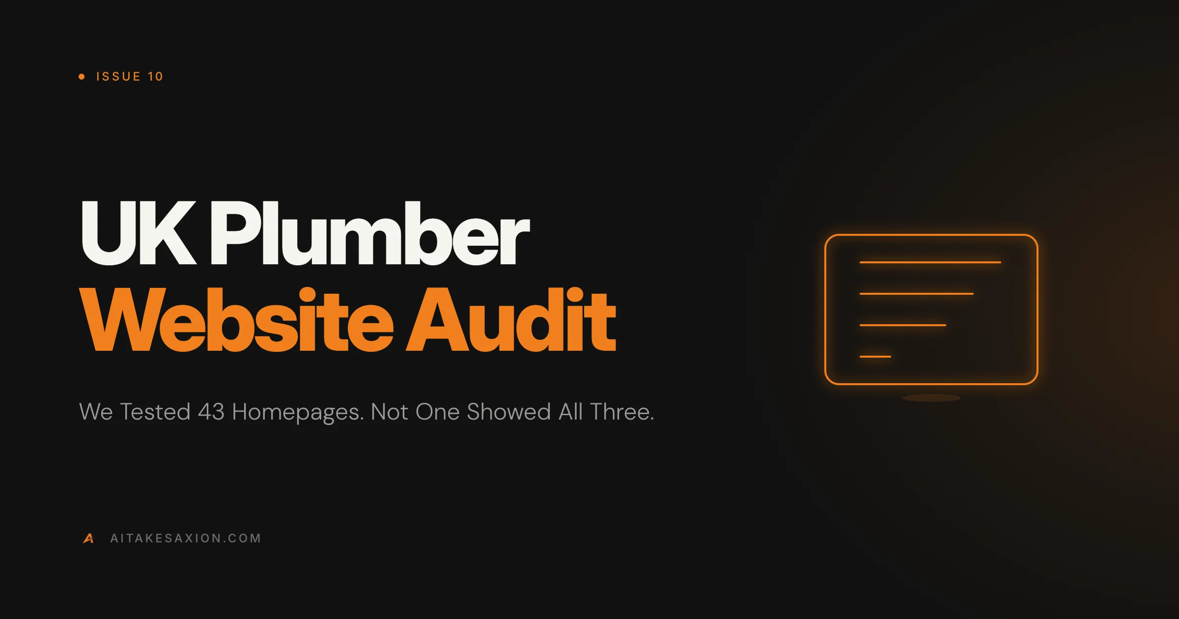 UK plumber website audit 2026, findings from 43 homepages tested in a mobile browser