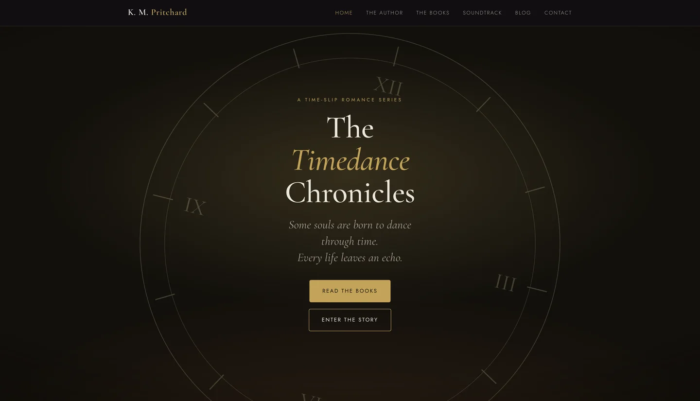 K.M. Pritchard author website on desktop