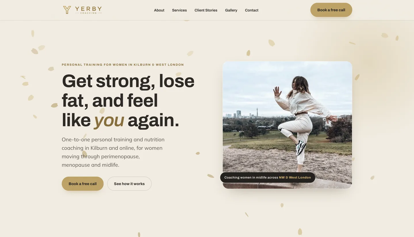 Yerby Coaching website on desktop